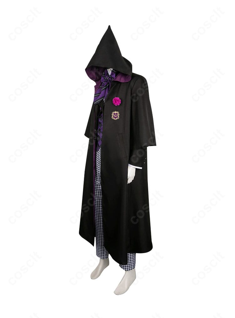 黒執事 グレゴリー・バイオレット 制服コスプレの側面。肩からのマントの落ち感とパンツラインを確認できる画像。