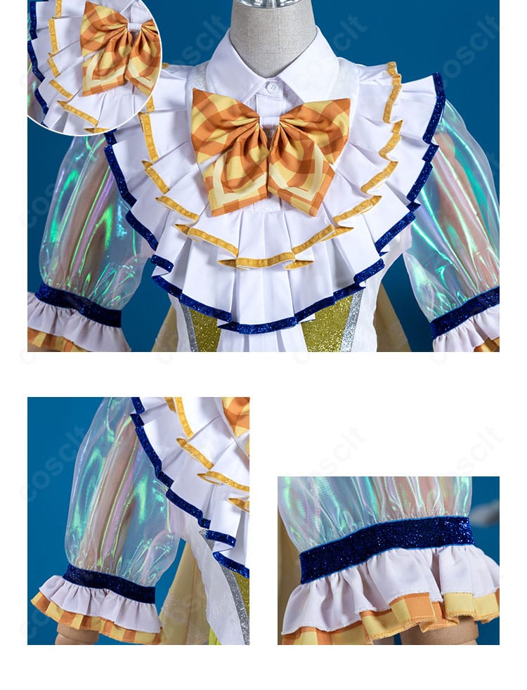 南みれぃ コスプレ衣装の襟と袖口装飾。縁取りとステッチの仕上がりをクローズアップ。