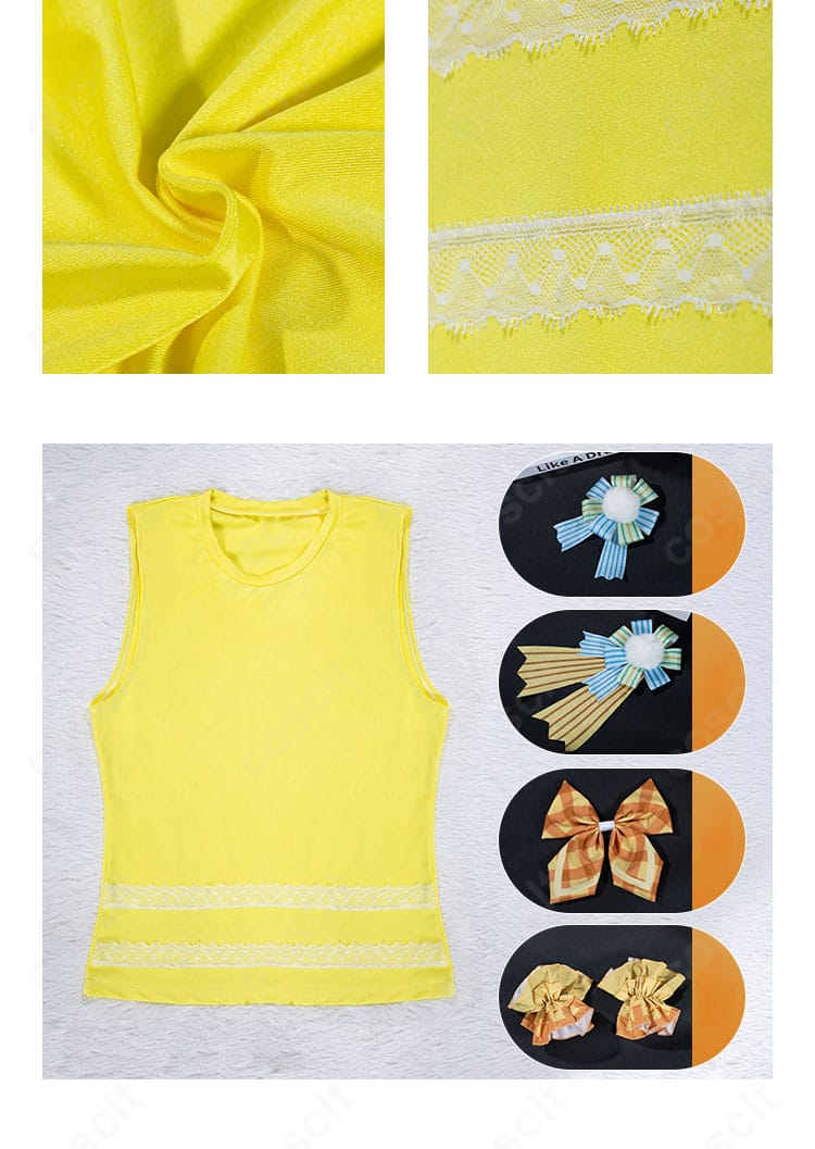 南みれぃ コスプレ衣装のインナーとアクセサリー一式。重ね着バランスと小物の構成を表示。