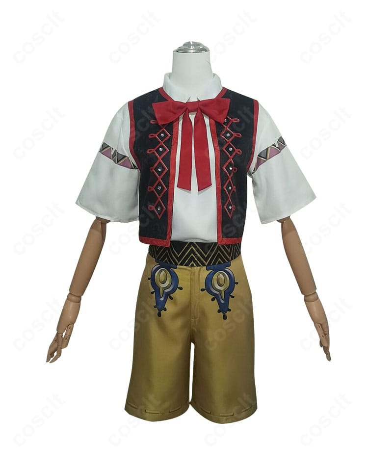 IdentityV 第五人格 人形師(マティアス)ルイ コスプレ衣装の正面全身。配色バランスと蝶結び・帯の位置がわかる構図。