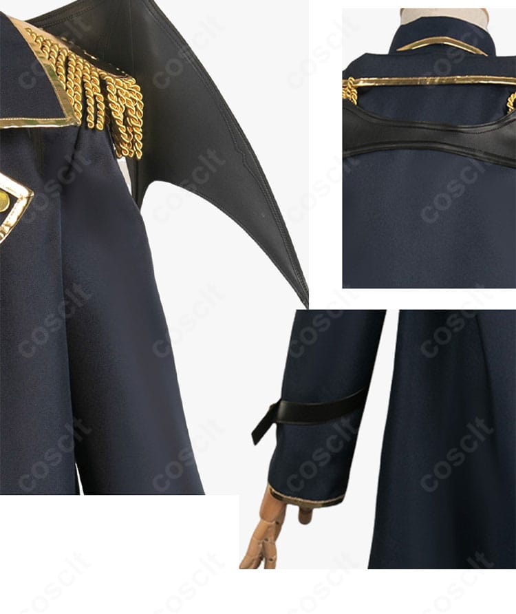 ブルーロック 凪誠士郎 悪魔コスプレ衣装の肩袖と背面の羽翼クローズアップ。特徴的な羽根の形状と取り付け部の固定感