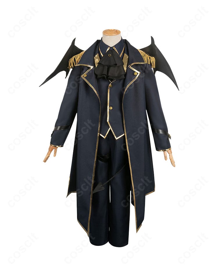 ブルーロック 凪誠士郎 悪魔コスプレ衣装の正面全身。コートとベストのハリ感、ダークトーンの配色が映える高再現ショット