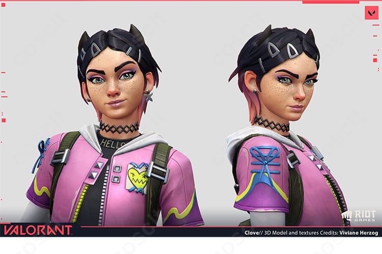 VALORANT クローヴのコスプレ衣装一式とキャラクターポーズ。タクティカルな標準衣装を高再現。