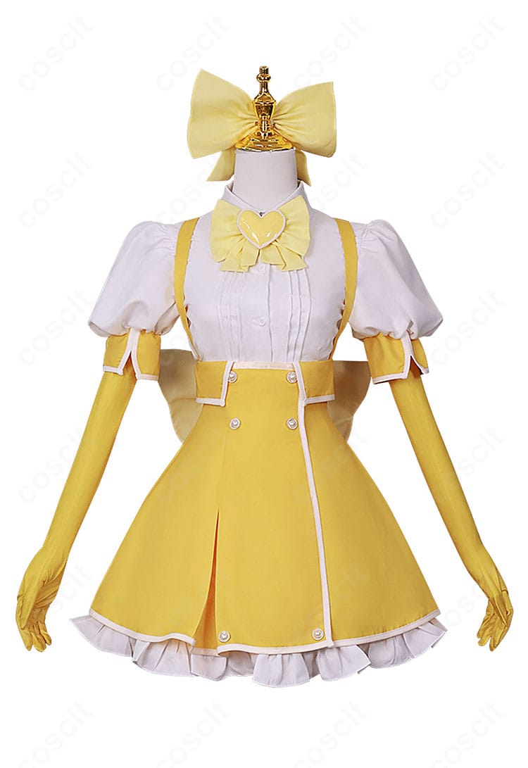 天川薫子 コスプレ衣装 正面全身。鮮やかな配色とボウタイ意匠、均整の取れたシルエットが特徴