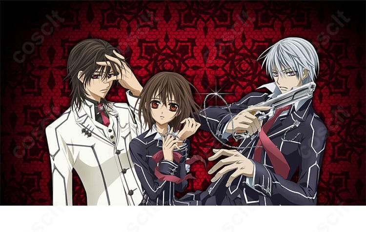 ヴァンパイア騎士 錐生零の学園制服コスプレ一式。キャラクターの装飾とラインワークが分かる全体画像。