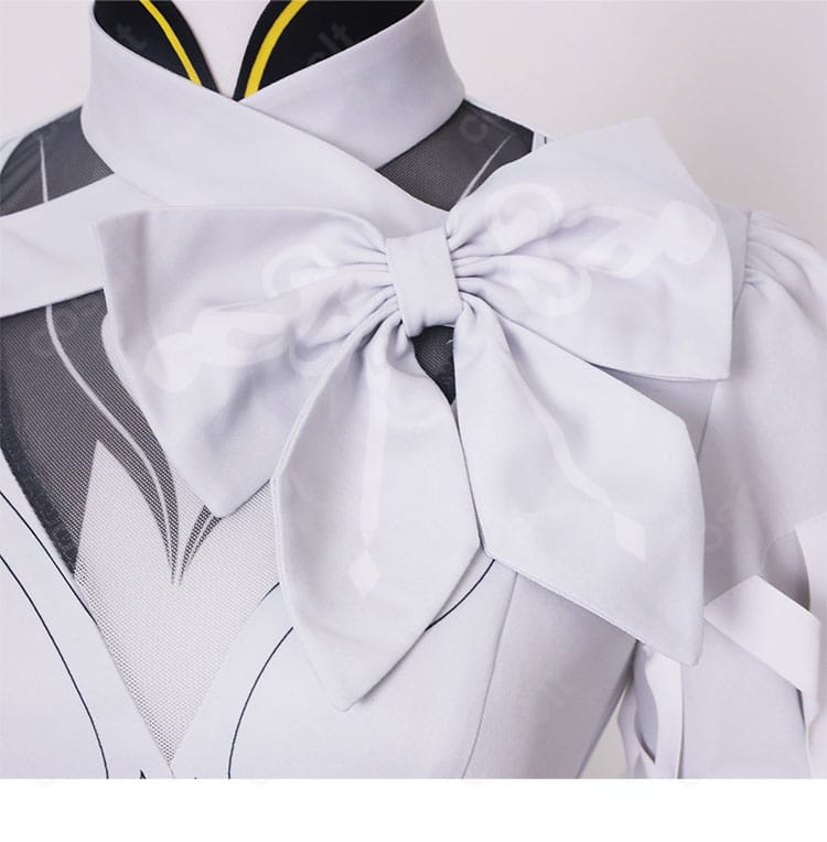 ダリア(コンスタンス)衣装の領結(ボウタイ)装飾の拡大。形状と色味の再現ポイント