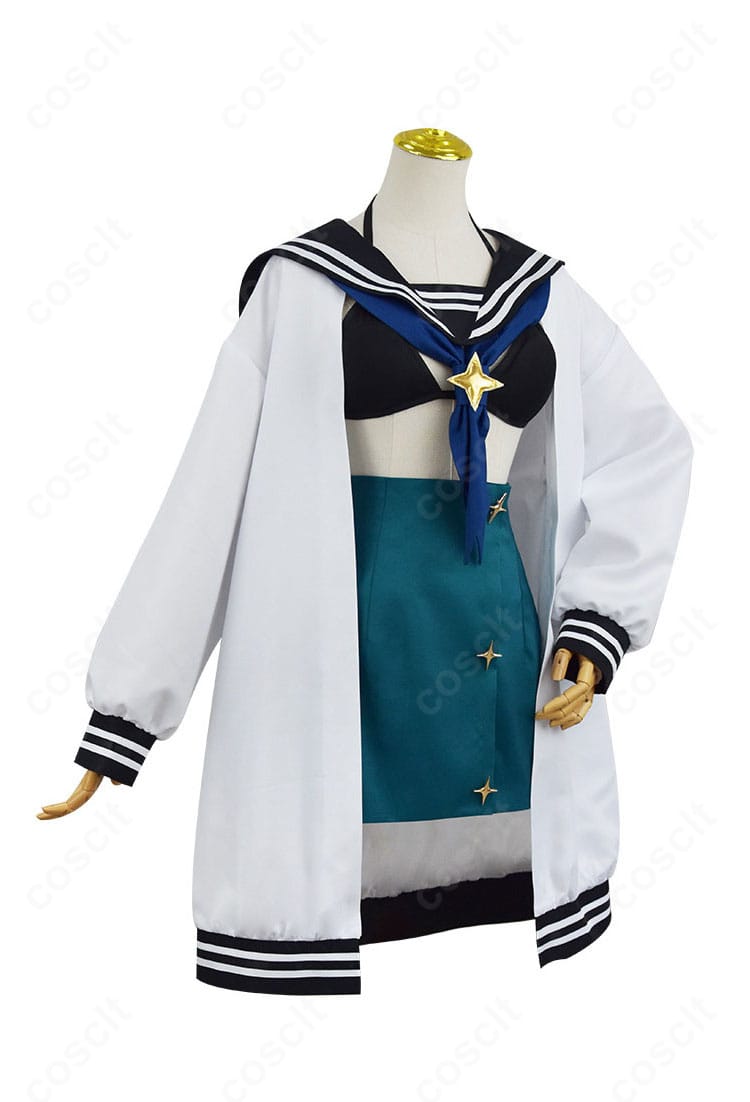 阿古屋真珠（ロコムジカ）アイドル衣装の左側面。フレアスカートの広がりとシルエットを強調。