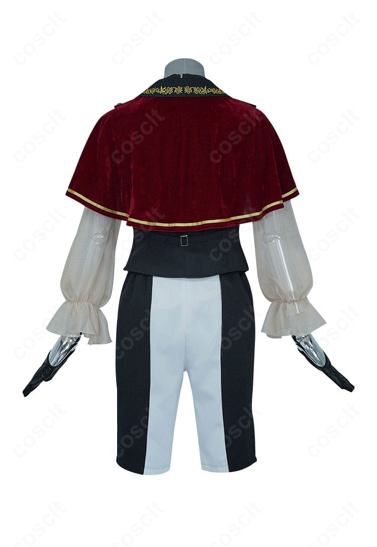 八幡海鈴 ティモリス衣装の背面全体。背中の装飾配置と丈感を確認可能。