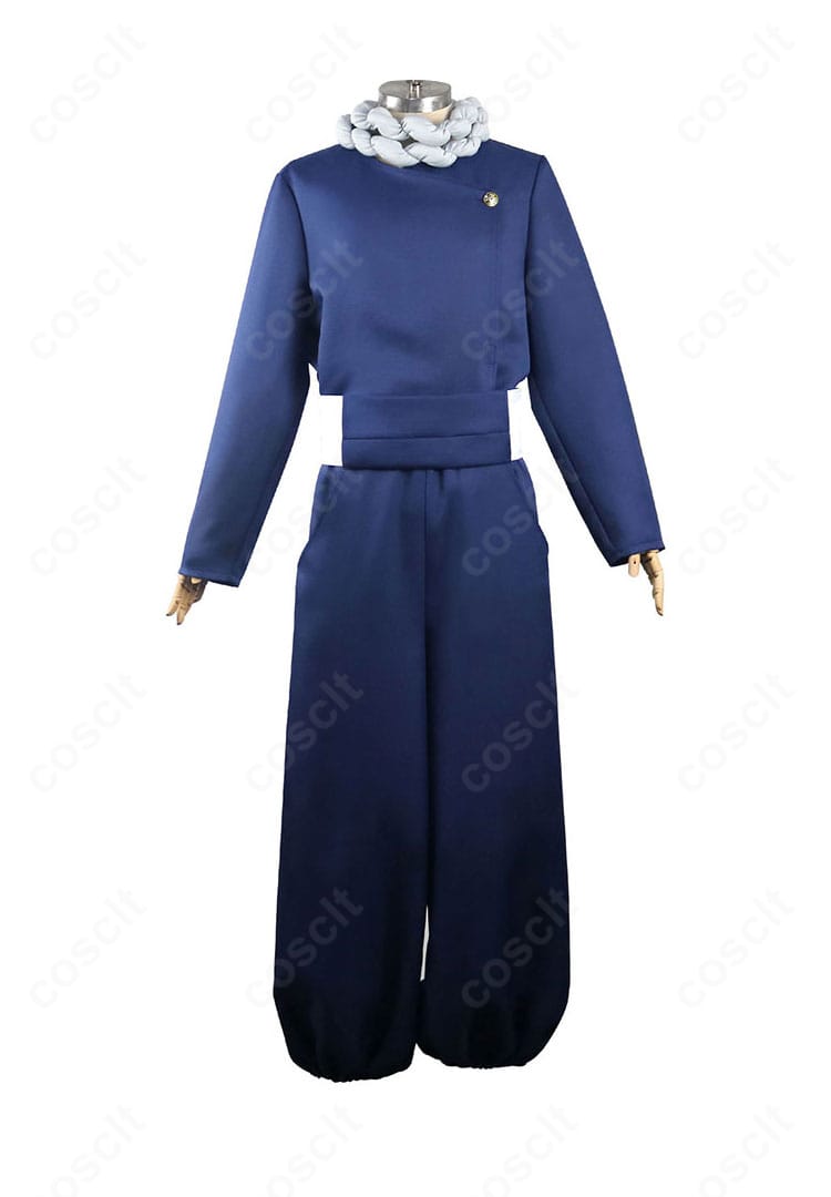 呪術廻戦 究極メカ丸 コスプレ衣装の正面全身。直線的なラインとコルセットベルトで装甲感を表現。