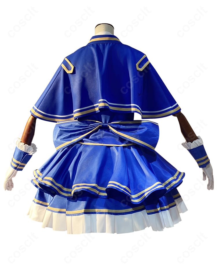 プリパラ 真中らぁら コスプレ衣装 背面。背部の大きな蝶結びとマントのデザインを詳細に表示。