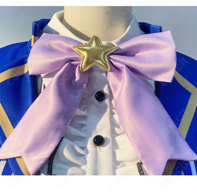 プリパラ 真中らぁら コスプレ衣装 襟元リボンのアップ。中央飾りと結び目の造形でアイドルらしい可愛さを強調。