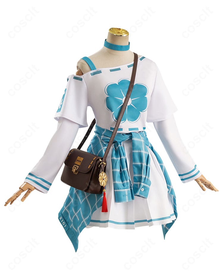 アニー・レスター コスチューム側面。コンビニ制服らしいカッティングと小物バランスを確認可能。