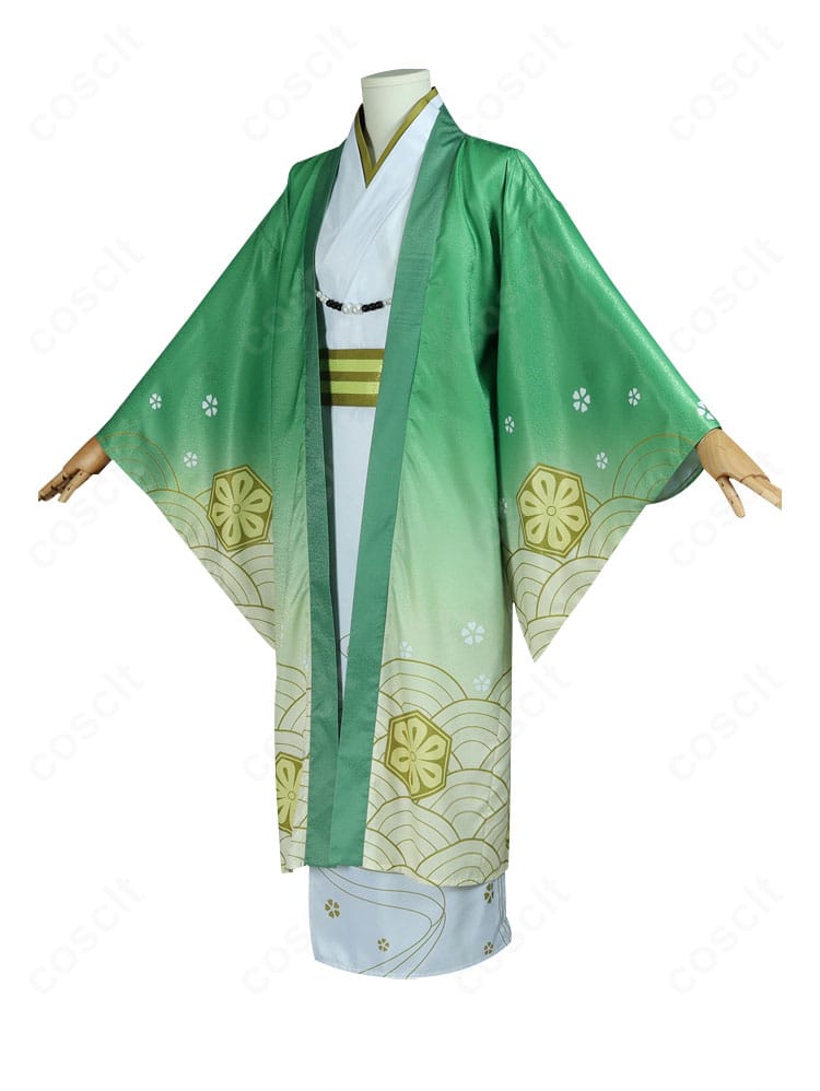 中島敦 正月衣装の側面シルエット。帯位置と裾の流れを強調。