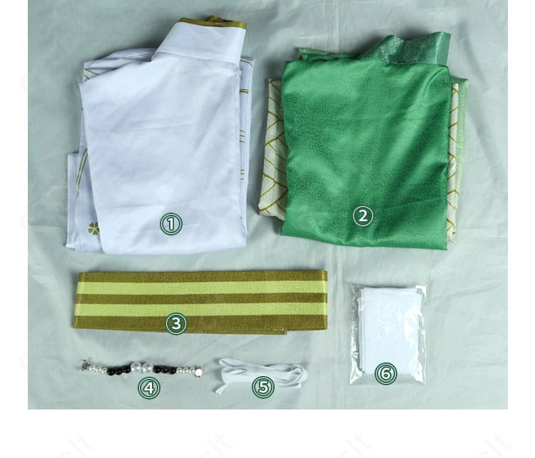 セット一式のレイアウト画像。和装衣装の主要パーツが一望できます。