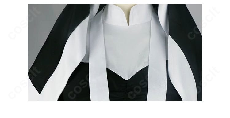 シスタギガント衣装の襟元ディテール。襟周りの装飾とステッチ、素材感をクローズアップで示す画像。