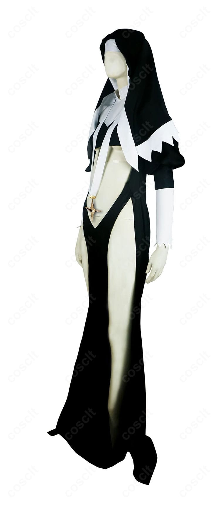 魔法少女にあこがれて シスタギガント衣装の側面。立体裁断によるシルエットと腕周りの可動性、アームカバーのフィット感を示す画像。