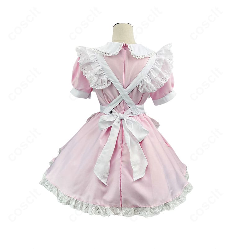 マギアレコード 鹿目まどか メイド服 コスプレ衣装の背面。背中の開きとリボン位置、フィット感が分かるバックスタイル。