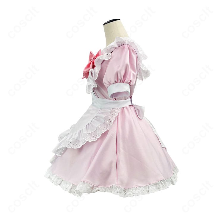 マギアレコード 鹿目まどか メイド服 コスプレ衣装の側面。袖口やエプロンのライン、シルエットの美しさが伝わるディテール。