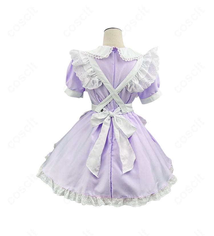 マギアレコード 暁美ほむら メイド服の背面ビュー。背中の開きとリボン結び、シルエットの美しさを強調。