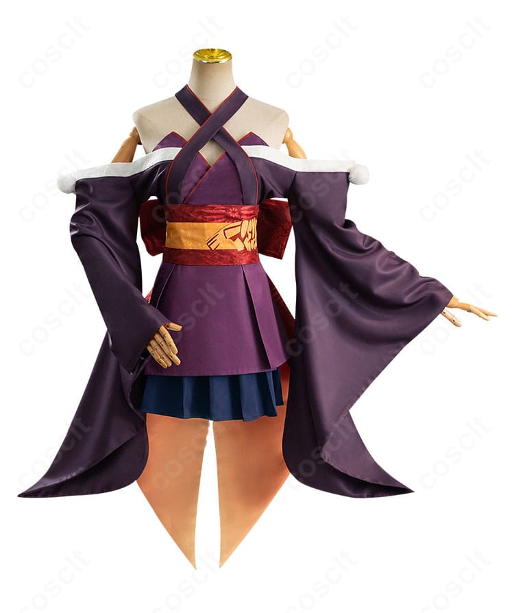 ムラサメ コスチューム正面全身。ワンピースとスカートのレイヤー、胸元から裾までのシルエットを確認。