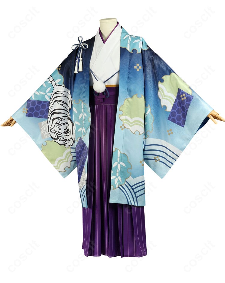 中島敦 寅月ver. コスプレ衣装の側面。肩〜袖ラインと腰封の厚み、シルエットの流れを示す画像