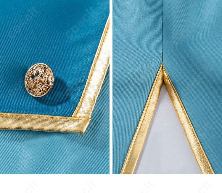 裾（衣摆）周りの細部。ラインの落ち感と縁飾りの仕上げを強調