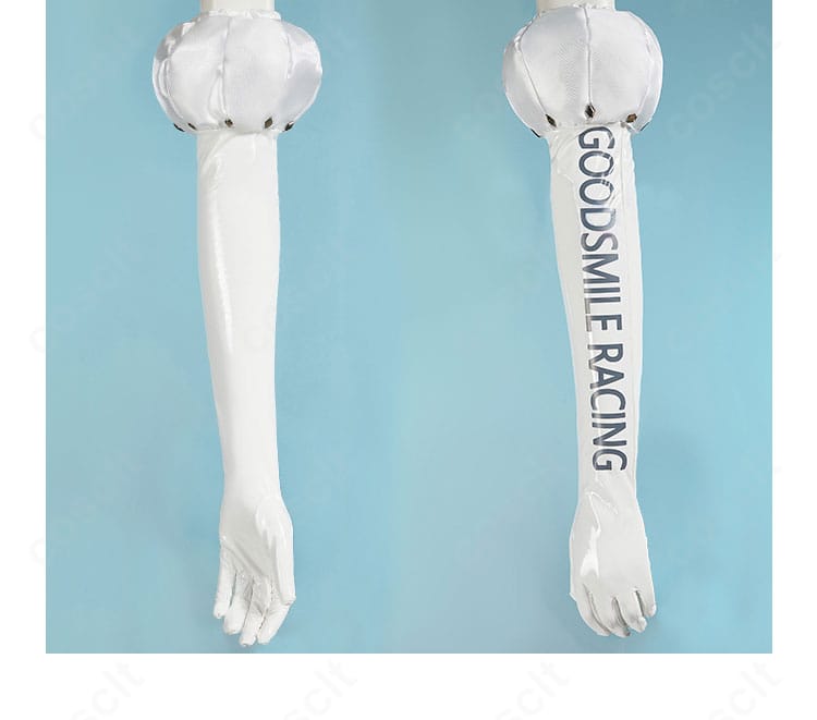 レーシングミク 2024 Ver. アームカバーの装飾ディテール。手首周りの意匠と質感を接写