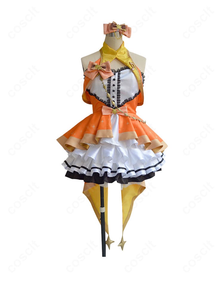 本田未央 ステージオブマジック衣装 正面全身|上着・ワンピース・胸飾りのディテール