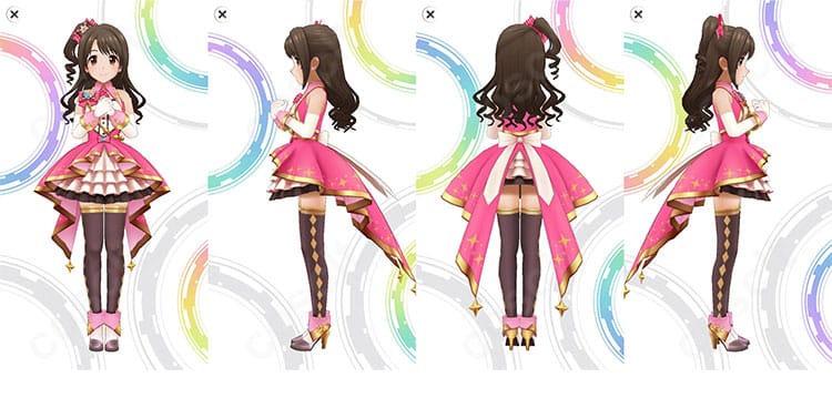 島村卯月 ステージオブマジックの完成イメージ。髪飾り・胸飾りまで再現した華やかなアイドル衣装の全身キャラクター風ビジュアル。