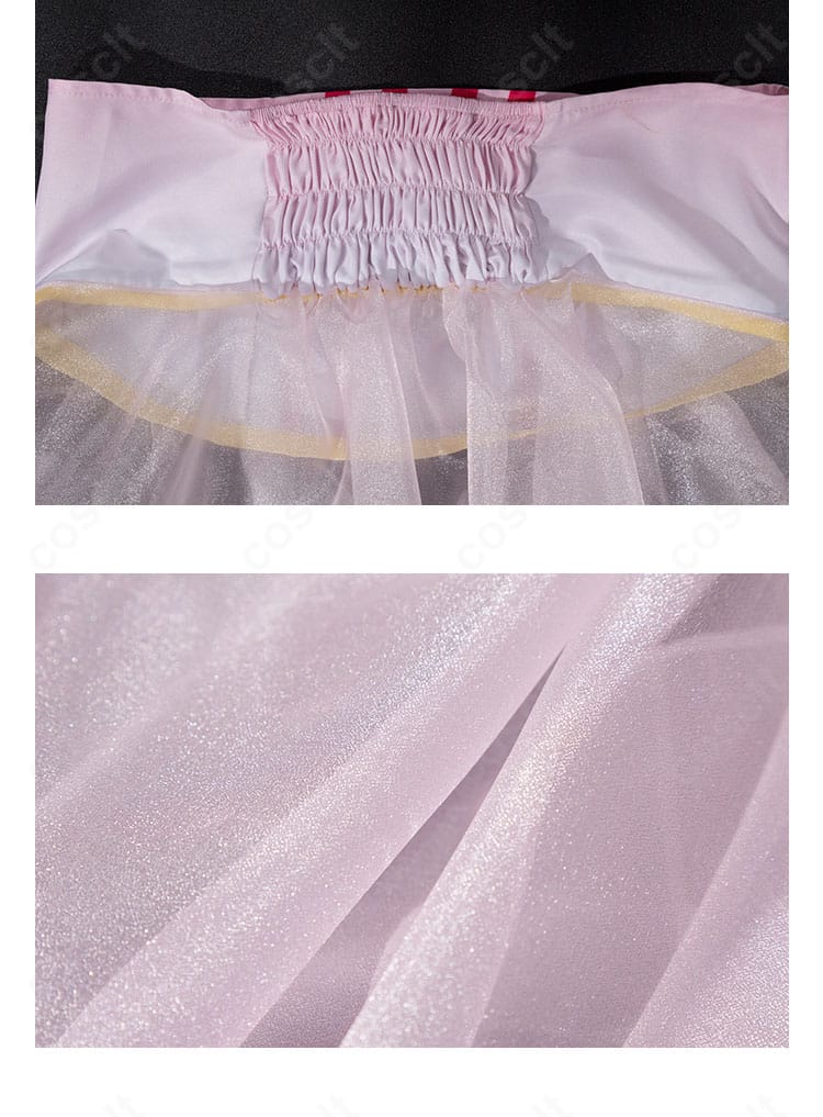 雪森りんご 衣装のスカート素材感アップ。生地の質感と縫製ライン、裾の仕上げを確認できる。