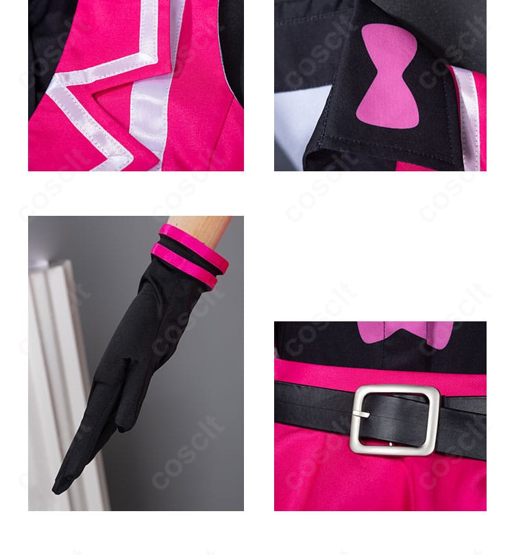 春音あいら コスプレ衣装の襟・手袋・ベルトの細部。ステージ映えする装飾と丁寧な縫製ラインを強調した写真。