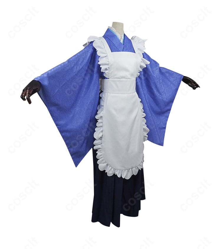 カンナカムイ メイド服コスプレ衣装の側面。ウエストラインとスカートの落ち感を強調した角度