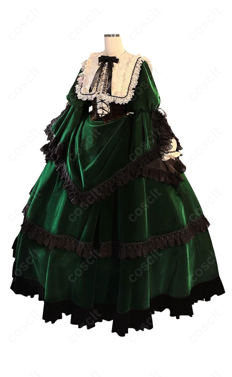 翠星石 コスプレ衣装 正面全身写真|ワンピースと頭巾・リボンのバランスが分かるカット