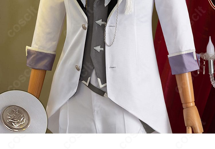 門襟とボタン装飾のクローズアップ。直線的な前立てと装飾の配置