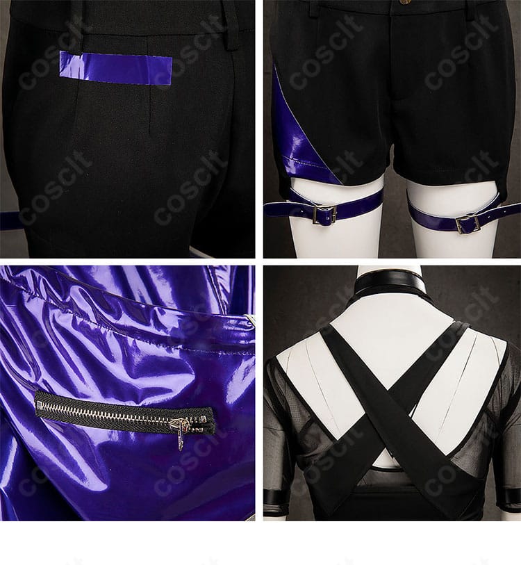 上着とショートパンツ周りの装飾詳細。腰ベルトや意匠パーツの配置が分かります。