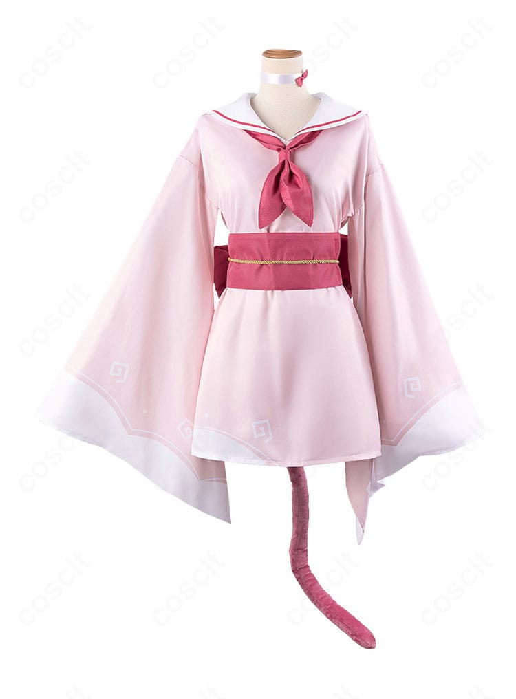 クロレラ観察部 制服コスプレ衣装の正面全体像。着物風セーラー襟と落ち着いた配色が特徴。