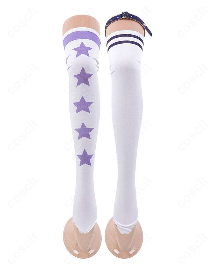 紫咲シオン 新衣装に合わせた靴下のデザイン。丈感と模様の再現を示す