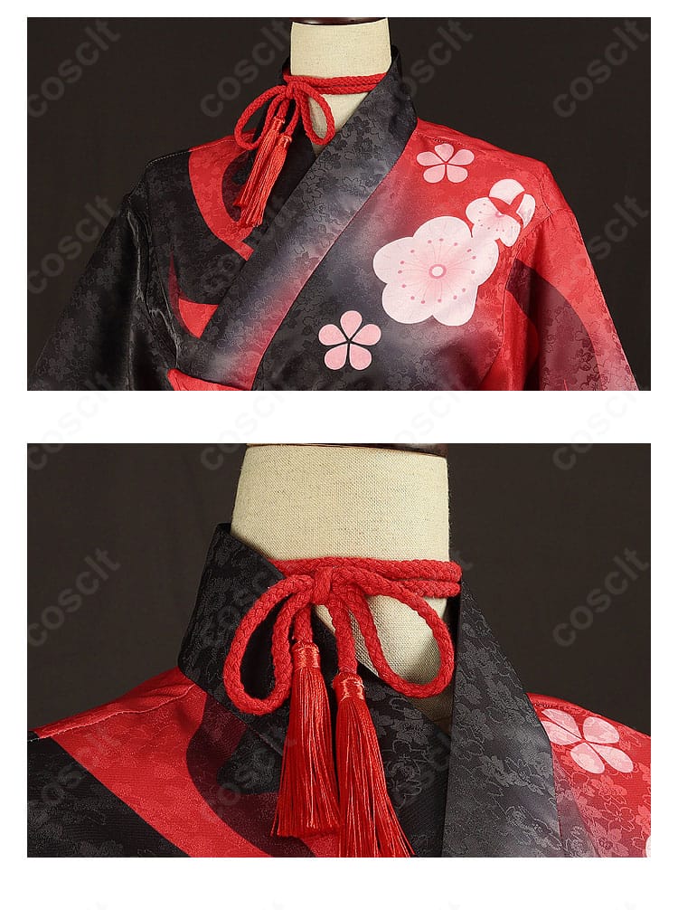 原神 羽生田千鶴 コスプレ衣装の襟元・リボン装飾。端正な結びと質感で上品さを演出。