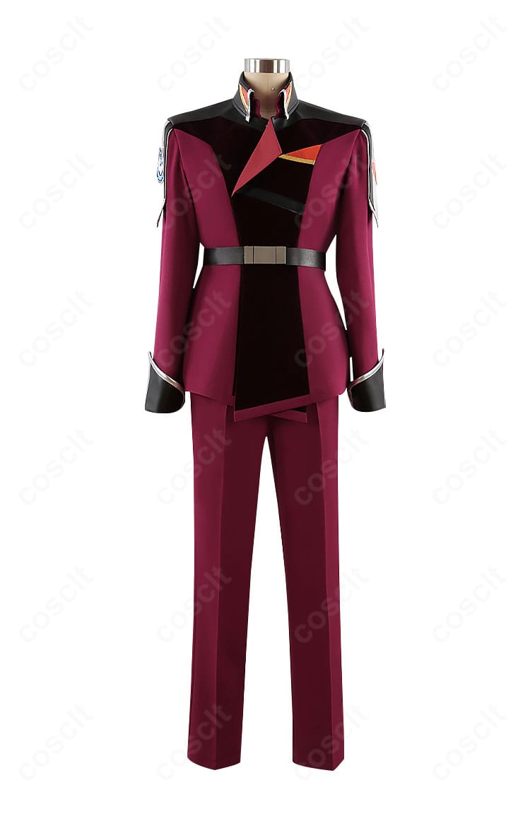 シン・アスカ コスプレ衣装の正面画像。上着・ズボン・ベルトのラインとハリ感ある生地でクールに再現