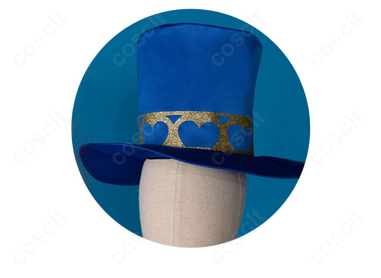 レイン衣装の帽子ディテール。魔法使い風のシルエットと縁の装飾を忠実再現。