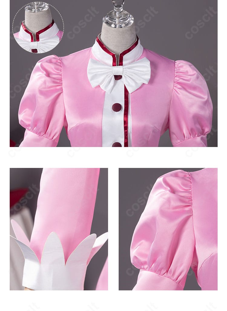 ファイン衣装の襟元と肩・袖の装飾。ストライプの襟と繊細な縁取りで上品な仕上がり。