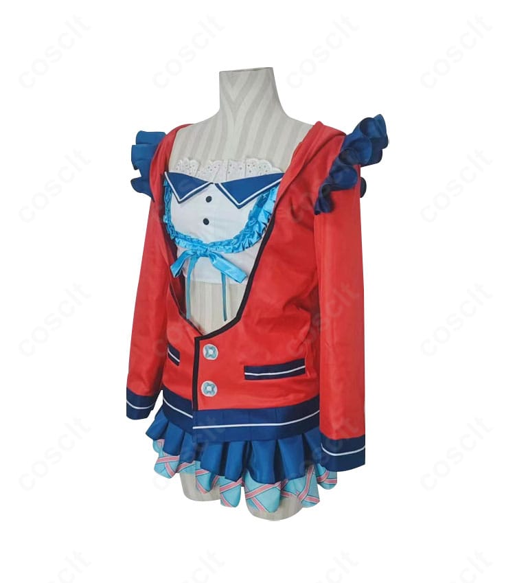 9-nine- 新海天コスプレ衣装の左側ディテール。ステッチワークとエッジの出方が見える接写。