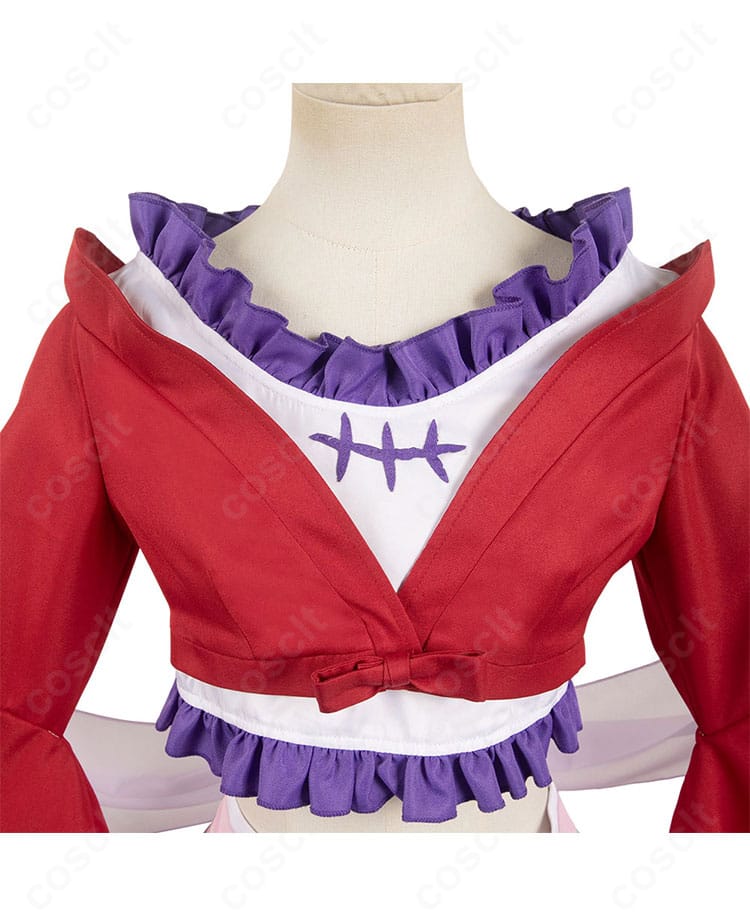 猫猫(マオマオ)8巻衣装の上着ディテール。刺繍風の装飾とパイピングの仕立てが見える接写。