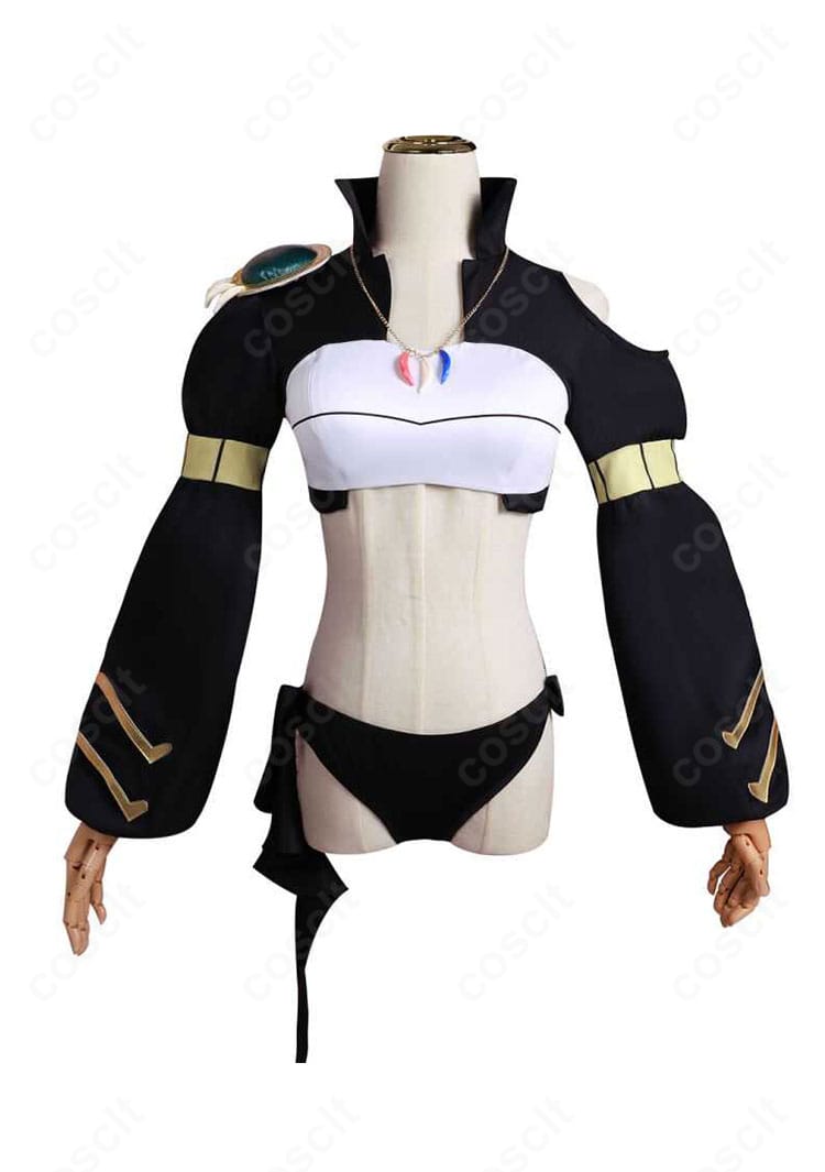 ミリム・ナーヴァ 通常衣装コスプレの正面全体像。フィット感と発色、カッティングが分かるフルビュー。