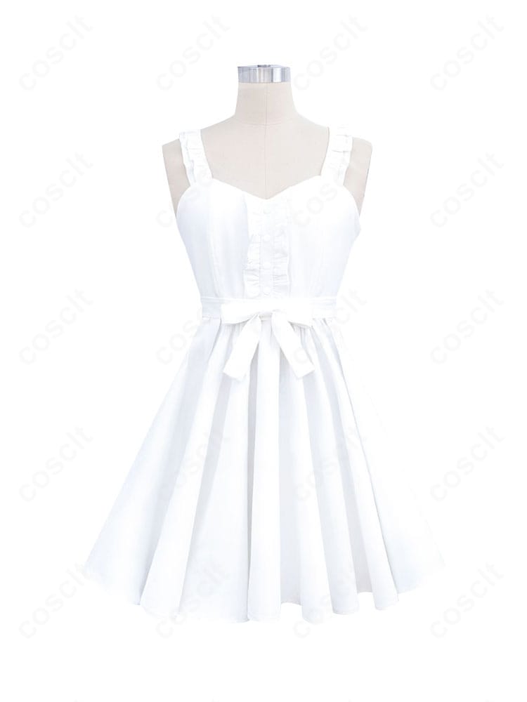 崇宮澪 霊装コスプレの正面全身。ワンピースと帯の配置、装飾のバランスが分かるディテール重視のカット。