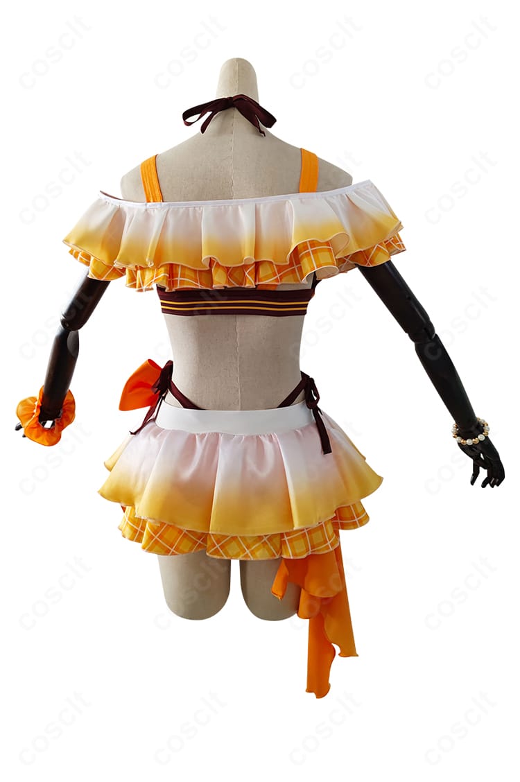 ラブライブ! 高坂穂乃果 μ's水着コスプレ衣装の背面ビュー。背中側のデザインバランスとシルエットを詳細表示