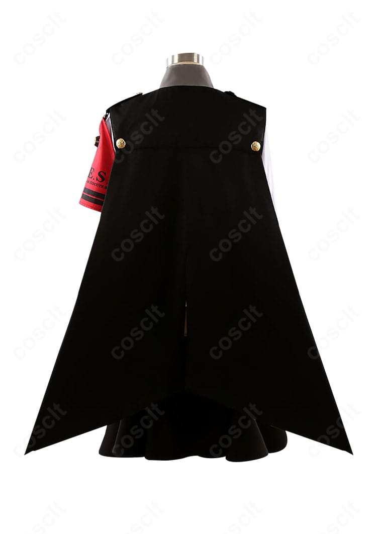 桐条美鶴コスプレ背面図。マント風ディテールと背面の縫製ラインがわかる仕立て。