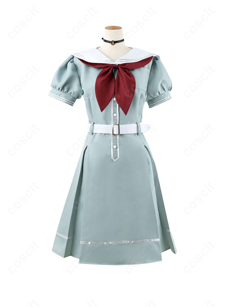 ラブライブ!蓮ノ空 夏制服の赤いリボンディテール。結び目の形と発色を確認できるクローズアップ