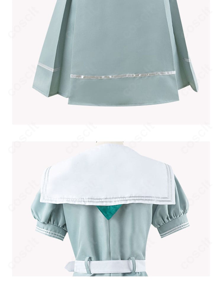 ラブライブ!蓮ノ空 夏制服のスカートと背面装飾ディテール。動きに合わせたドレープと装飾のバランスを示す画像