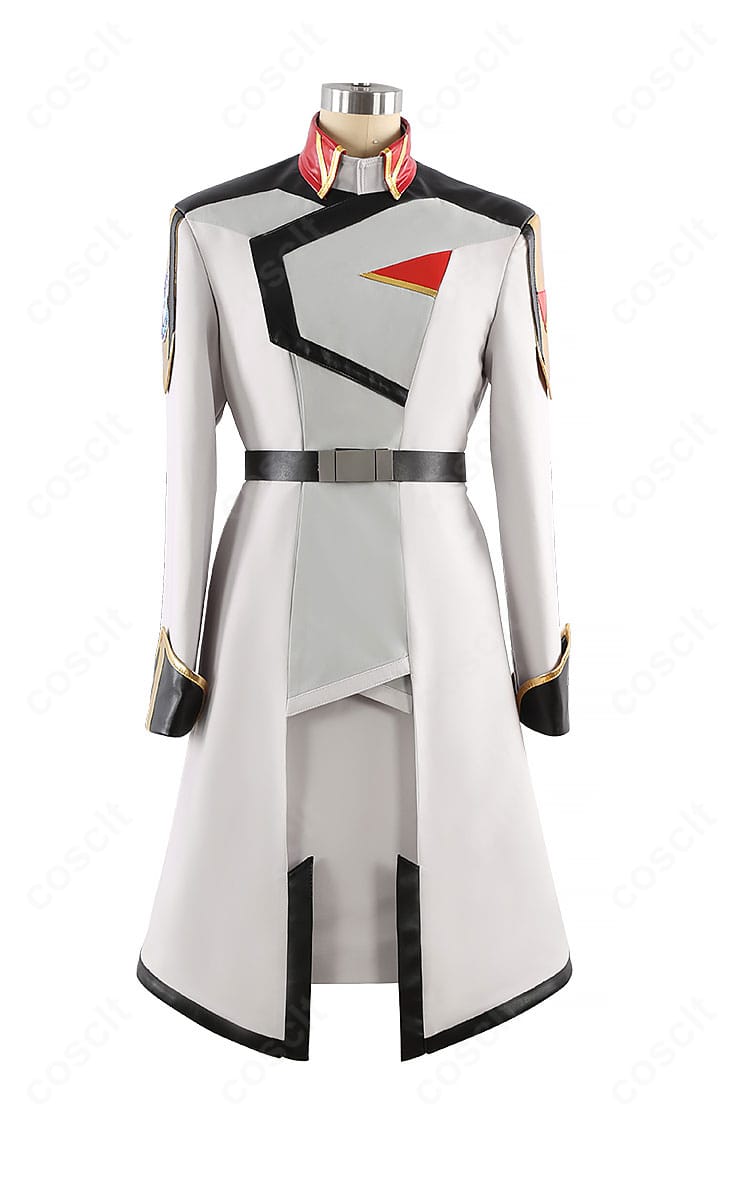 マリュー・ラミアス衣装の正面全体。襟元・肩章・腰帯の配置がわかる高再現のデザイン。